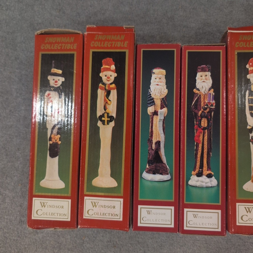 Windsor Collection Christmas Figurines Set 8pc Snowman Santa Resin Vintage Decor - Picture 2 of 3
